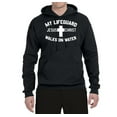 thumbnail image 2 of My Lifeguard Walks on Water Jesus Christ Bible | Mens Inspirational/Christian Hooded Sweatshirt Graphic Hoodie, Black, Small, 2 of 3