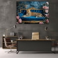 thumbnail image 6 of Mudket Leopard on Blue Velvet Sofa with Peonies Canvas Wall Art, Framed Leopard Print Wall Decor for Living Room Bedroom, Elegant Animal Wall Art, Ready to Hang - 12"L x 8"W, 6 of 10