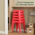 thumbnail image 4 of 18 Inch Industrial Metal Bar Stools Set of 4, Stackable Classroom Stools, Backless Short Dining Chairs for Indoor Outdoor, Kitchen Restaurant (Red), 4 of 9