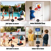 HopeRock Toddler Basketball Hoop, T-Ball, Baseball, Target Dartboard Game Set for Toddlers 3 4 5 6 7 8+ Years Old, Toddler Outdoor& Indoor Toys, Kids Sports Set Gift for Birthday Christmas.