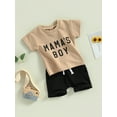 thumbnail image 4 of Yunliwuli Infant Boy Summer Clothes Suits Letter Print Short Sleeve Crew Neck T-Shirts and Elastic Waist Shorts 2Pcs Set, 4 of 10