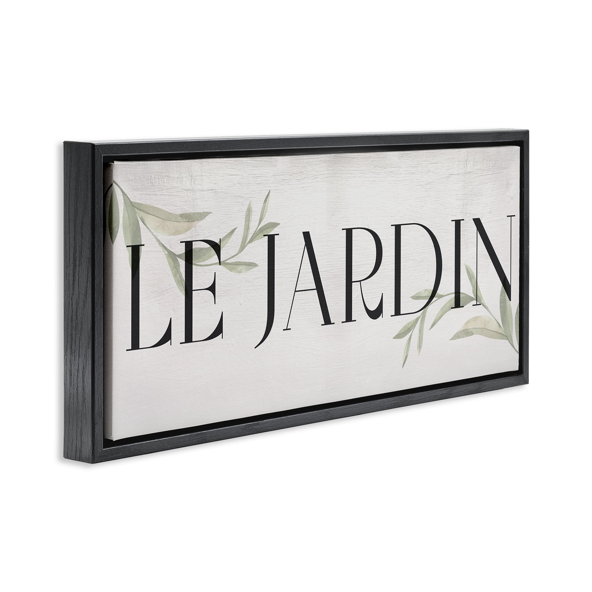 Stupell Industries French Garden Phrase Plants & Flowers Painting Black Floater Framed Canvas Art Print Wall Art, 31 x 14