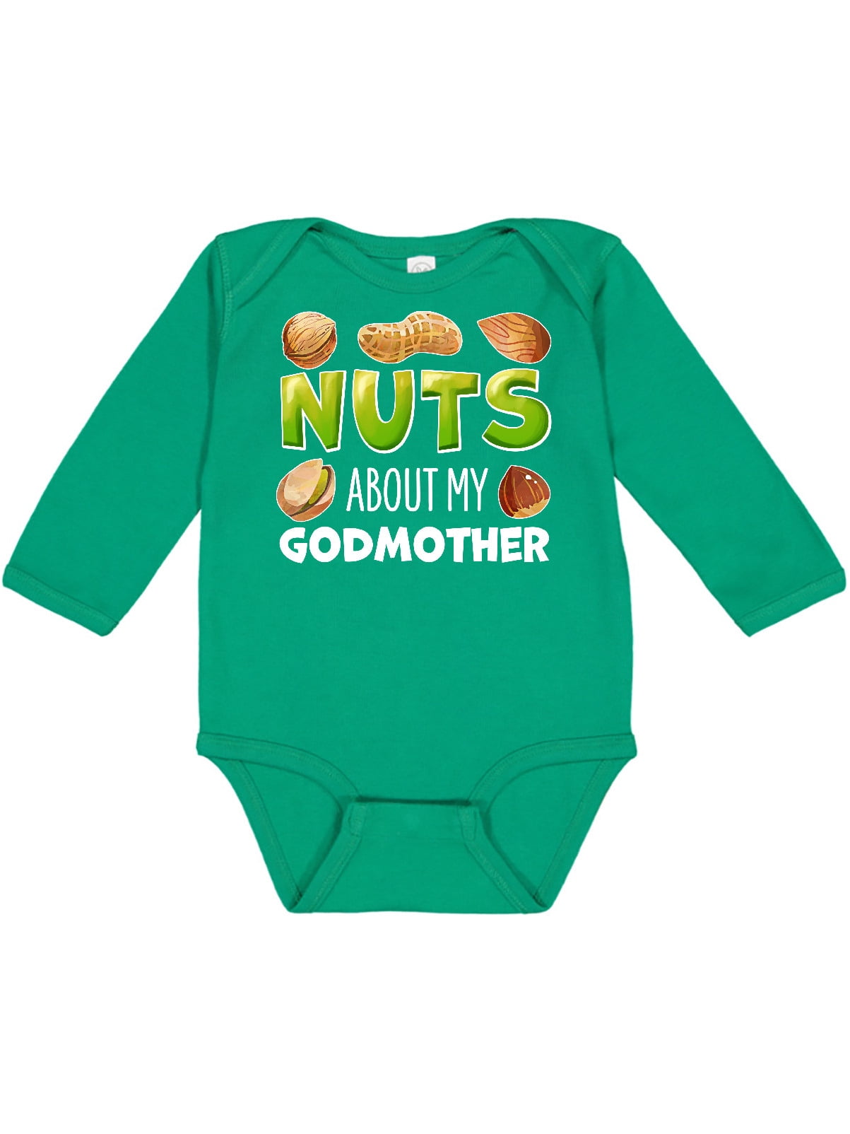 Peanut inktastic Nuts About My Godmother Pistachio Long Sleeve Creeper Almond