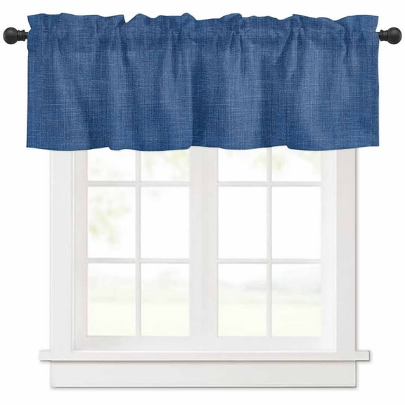Navy Blue Valances for Windows Farmhouse Kitchen Curtains Valances Rod Pocket Valance Curtains for Kitchen Windows Vintage Country Monochrome Farmhouse Window Valances for Bathroom Bedroom 42"x12"
