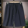 thumbnail image 4 of Gubotare Shorts Boys Toddler Boys Shorts Boys Cotton Shorts with Drawstring Casual Elastic Waist Size 5T 6T (Navy,5-6 Years), 4 of 5