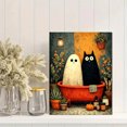 thumbnail image 2 of Ghost and Black Cat Bathtub Canvas Art, Cozy Spooky Halloween Bathroom Wall Decor, 2 of 8