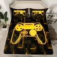 thumbnail image 2 of Erosebridal Video Game Bed Sheets Set Queen Size,Black Golden Bedding Sets Queen Size,Futuristic Cubes Bed Sheets Queen,Microfiber Gamepads Room Decorative,4-Piece, 2 of 7