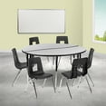 thumbnail image 3 of BizChair 60" Circle Wave Flexible Laminate Activity Table Set with 18" Student Stack Chairs, Grey/Black, 3 of 13