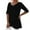 Black #1, variant on Women's Long Sleeve Tops Spring Summer V Neck Tie Button Imitation Linen Breathable Loose Front Split Five Quarter Top Long Sleeve Blouse