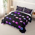 thumbnail image 3 of Manfei Kawaii Cat Quilt King, Boho Cosmic Galaxy Kitten King Coverlet Set, Black Pink Purple, 3-Piece, 1 Bedspread and 2 Pillowcases, 3 of 7