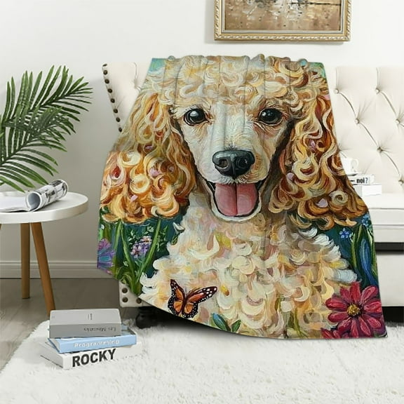 Patifu Poodle Flannel Blanket, Poodle Gifts, Poodle Dog-Themed Blanket for Women, Soft Lightweight Throw Blankets for Bed Home Travel Decor 40x50in