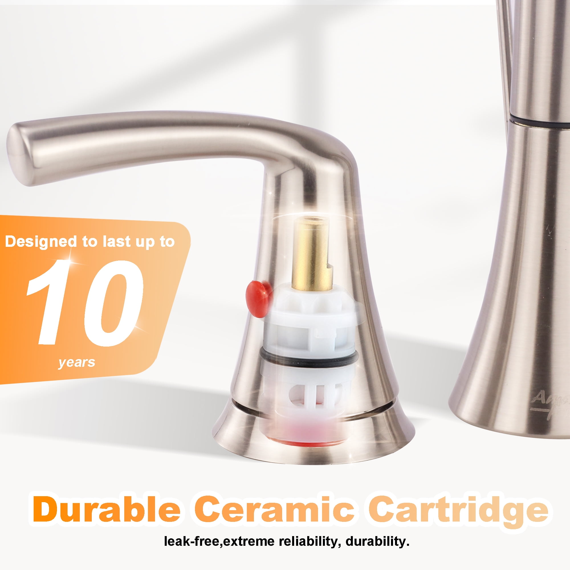 Sunrinx 8 Inch Widespread Bathroom Faucet Brushed Nickel 3 Hole Dual Handle Swivel High Arc Drain