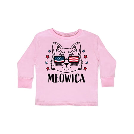 

Inktastic 4th of July Meowica Cat in Flag Sunglasses Gift Toddler Boy or Toddler Girl Long Sleeve T-Shirt