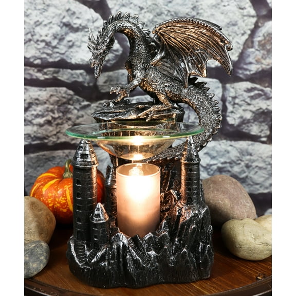 Ebros Smaug Castle Dragon Electric Oil Burner Tart Warmer Statue 9.5"H Figurine
