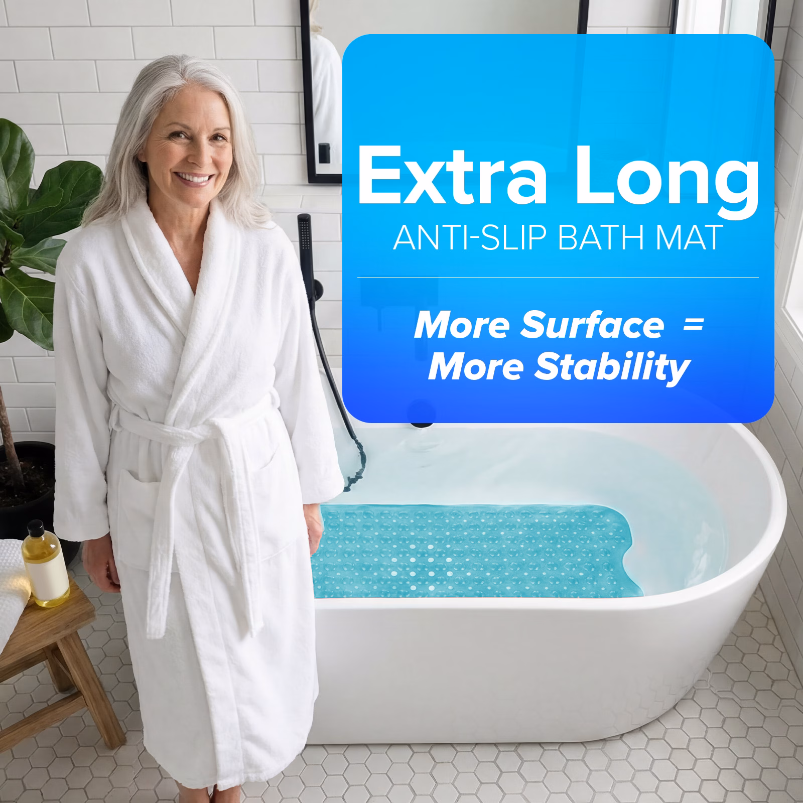 thumbnail image 5 of SlipX Solutions Bathtub Mat Non Slip 39 x 16, Extra Long Bathroom Shower Mat, Suction Cups, 5 of 8