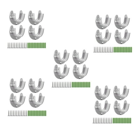 

20 Pcs Stainless Steel Hanging Rod Bracket U Shaped Curtain Rod Bracket Round Tube Sockets with Screws (25mm)