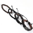 thumbnail image 3 of Mezclar 4 pulseras envolventes para hombres y mujeres, cordones de cáñamo, cuentas de madera, pulseras tribales étnicas, pulseras de cuero - Style4 oso de fresa  joyas, 3 of 4
