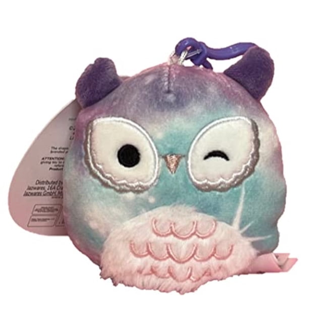 Squishmallow Oficial Kellytoy 3.5 Llavero Clip Bolsa Mochila Clips Animal Juguete Peluche Suave (Solina Owl)