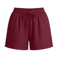 thumbnail image 6 of iHPH7 Women’s Summer Casual Cotton Linen Shorts Drawstring Elastic Waist Beach Vacation Loose Fit Shorts with Pockets Wine S, 6 of 9