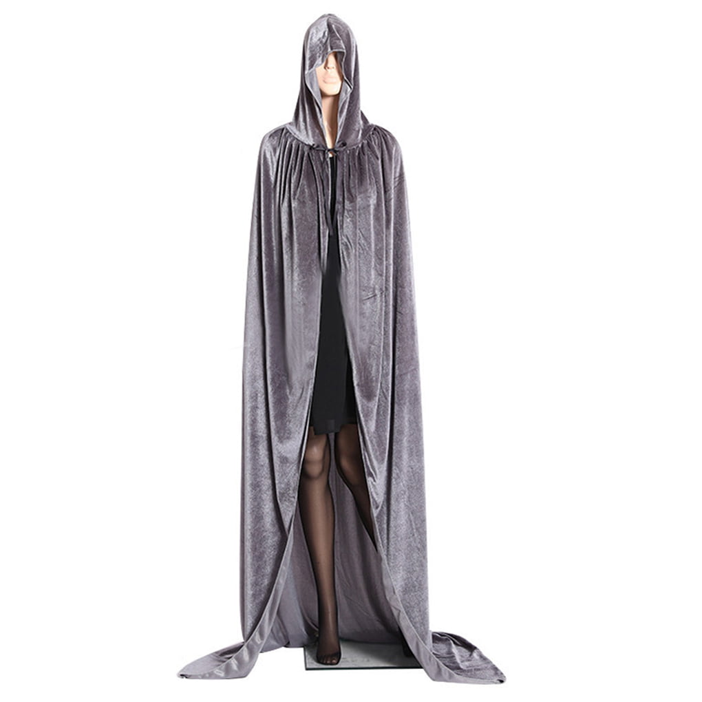 Velvet Hot Hooded Cloak Long Cape with Hood Masquerade Halloween Costume Capes 