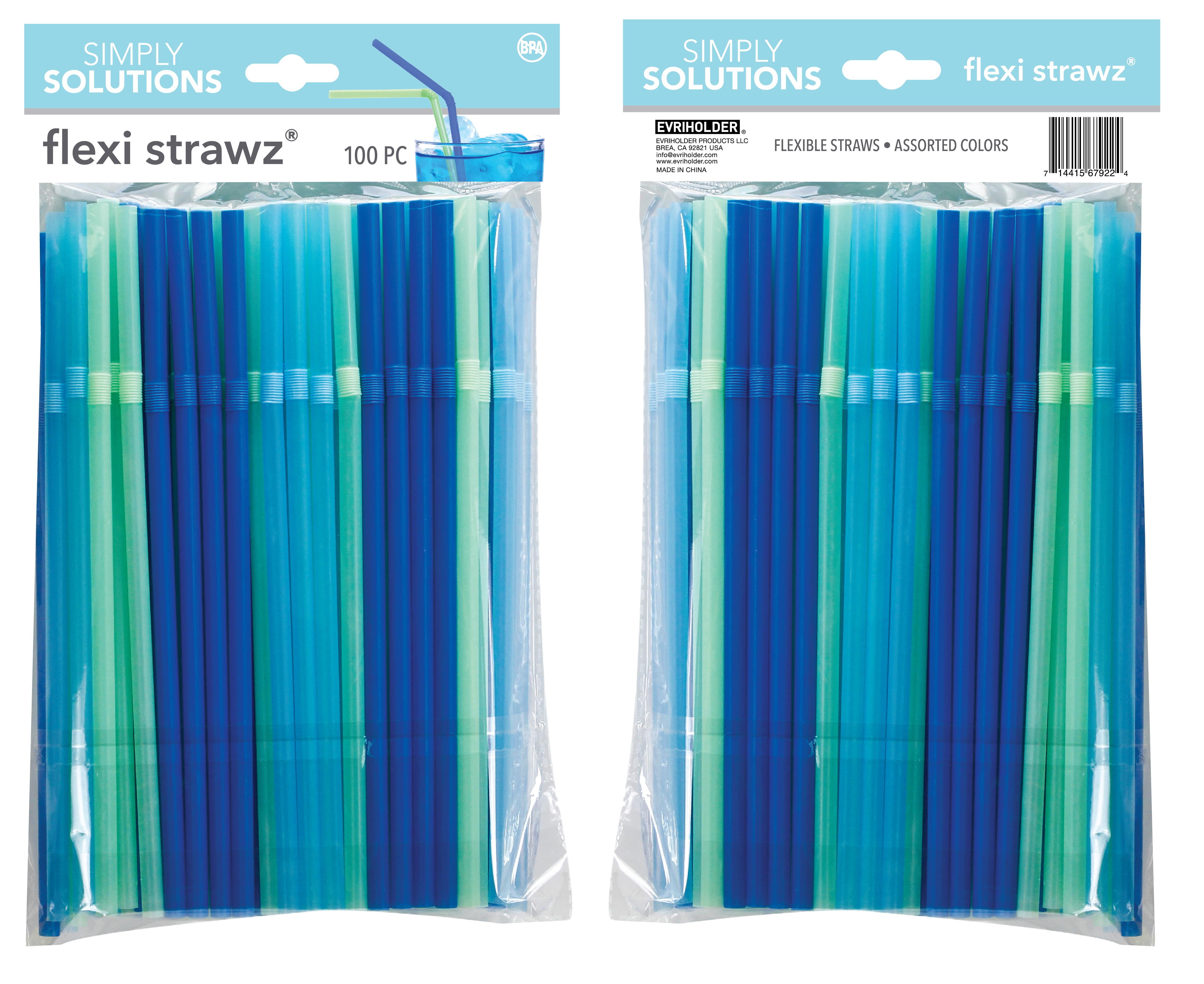 (4 pack) Evri Blue Green Flexi Straws
