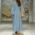 thumbnail image 4 of Sheghy Summer Dresses for Women 2026 Autumn Winter Deep V Neck Flowy Relaxed Fit Boho Midi Dress Light Blue XXXL, 4 of 7
