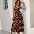 thumbnail image 5 of Looped Hexagons Orange Red Black Sleeveless Dress Dresses Women Summer Evening Dresses Ladies Bohemia Long Dresses, 5 of 9