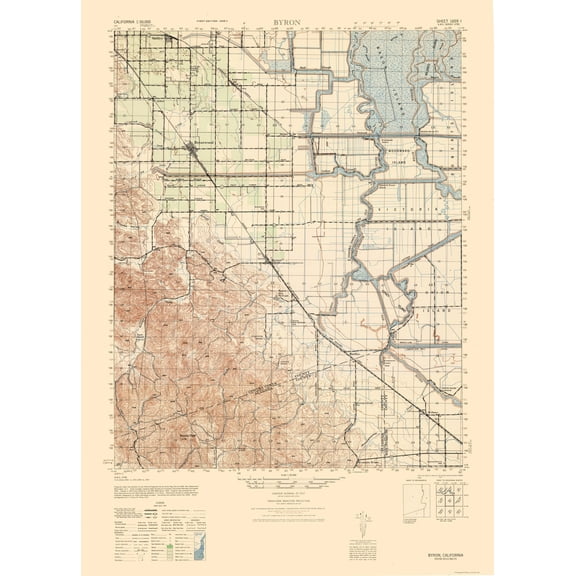 Topographical Map - Byron Sheet - US Army 1943 - Vintage Wall Art