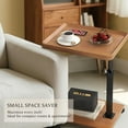 thumbnail image 3 of HENG Co. C-Shaped Wheeled End Table - Adjustable Height Rectangular Tea Table Sofa Side table for Couch Small End Table for Livingroom, Bedroom in Wood, 3 of 10