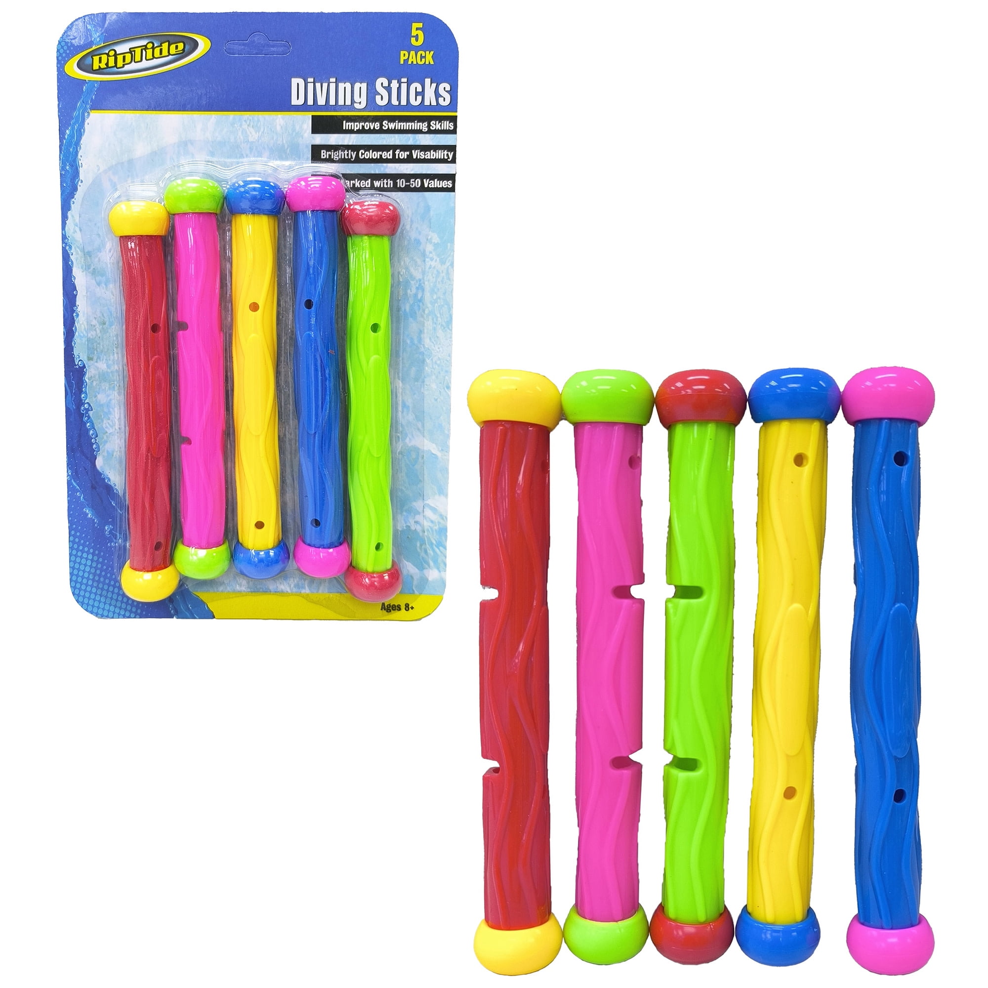 RIPPLE: Rainbow Dive Sticks - 5 Piece, Pool & Water Games Toys, Build Swimming Skills, Vibrant Colors For Visibility, Toss & Retrieve Play, Kids 8+