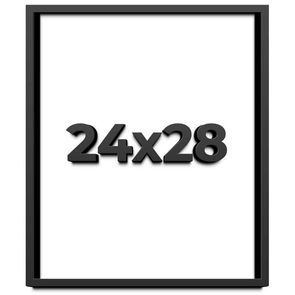 24x28 Shadow Box Frame Black | 2 Inches Deep Real Wood Contemporary Shadowbox Display Frame | UV