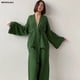 thumbnail image 1 of NHKDSASA Kimono Pajamas 2023 New 100% Cotton Crepe Long-Sleeved Trousers Ladies Sleepwear Suit Women's Home Service Mujer, 1 of 4