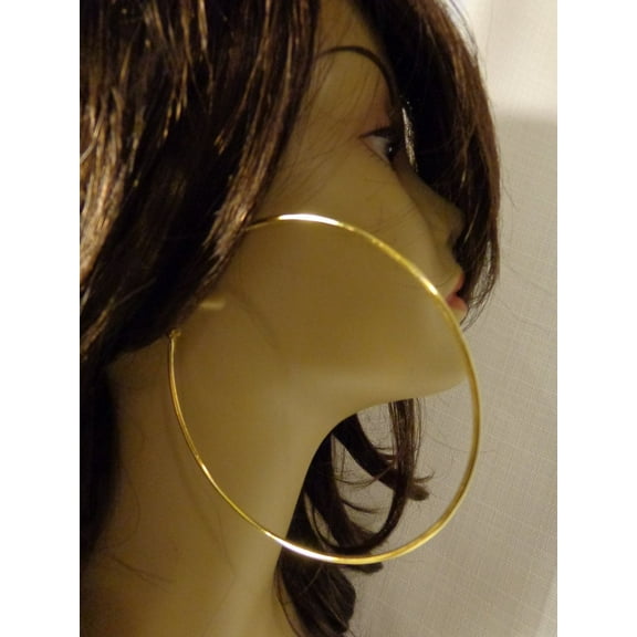 Large Hoop Earrings Gold Tone 4 inch Hoops Simple Thin Hoop Earrings
