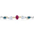 thumbnail image 2 of Gem Stone King 925 Silver and 10K Yellow Gold Red Created Ruby White Moissanite London Blue Topaz and Lab Grown Diamond Tennis Bracelet for Women By Keren Hanan (1.70 cttw, Adjustable up To 9 inch), 2 of 3