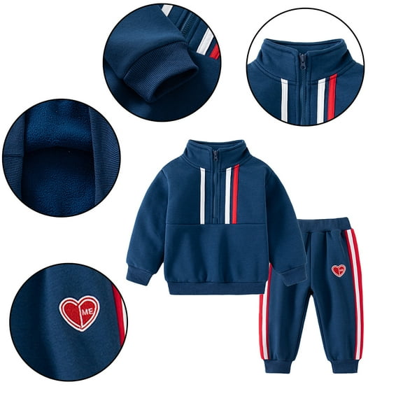 KYAIGUO Toddler Kids Fleece Sweatshirt Sweatpants 2Pcs Set for Boys,Warm Sweatsuit Active Pants Two Piece Set Baby Fall Winter Tracksuits Set 2-7 Years Old