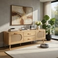 thumbnail image 6 of Demi Bonn Rattan TV Stand for 65" TVs, Entertainment Center with Drawers and Solid Wood Legs, Modern Media TV Console Table for Living Room Bedroom, Beige, 6 of 7