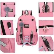 Women Girls School Bag Waterproof Teenage Backpack with Anti Theft Lock USB Port College Bookbags Student Laptop