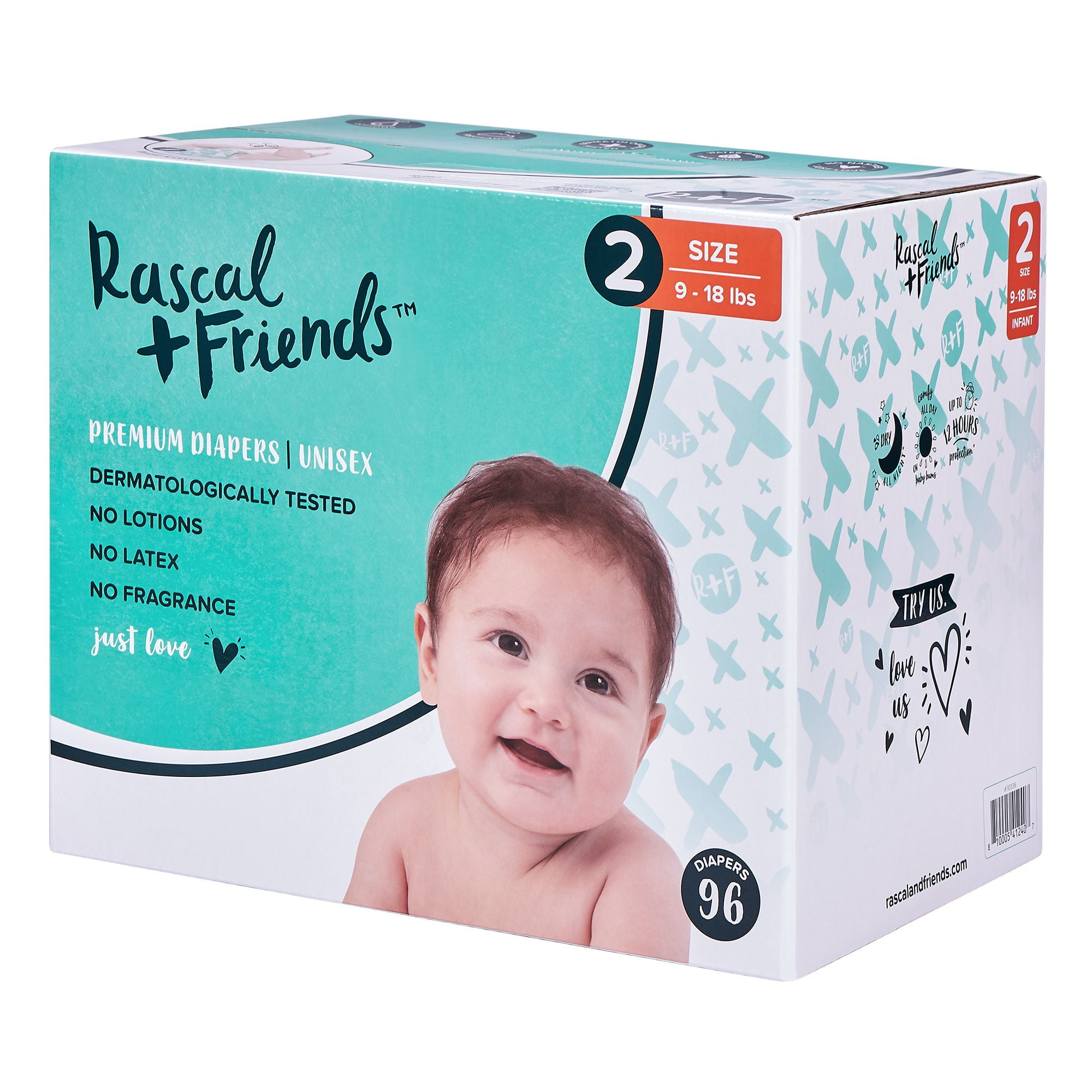 Rascal + Friends Premium Diapers, Size 2, 96 Count – Walmart Inventory ...