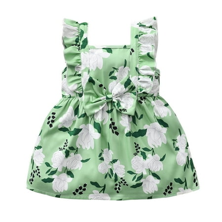 

Pedort Flower Girl Dresses For Wedding Little Girls Cotton Dresses Flutter Short Sleeve Summer Dress Green 18M