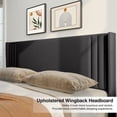thumbnail image 5 of Queen Size Bed Frame with Upholstered Wing Back Headboard for Bedroom, No Box Spring Needed - Dark Gray Finish, 5 of 9