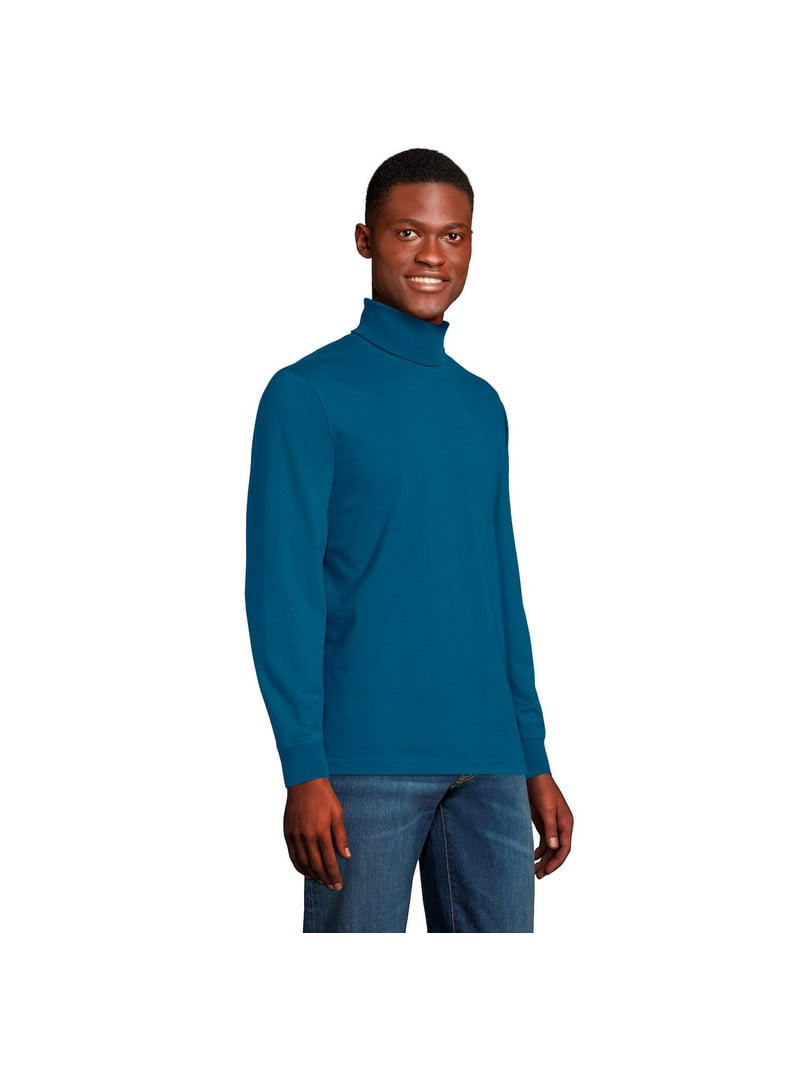 Lands' End Men's Super-T Turtleneck, 100% Cotton, Jersey Knit
