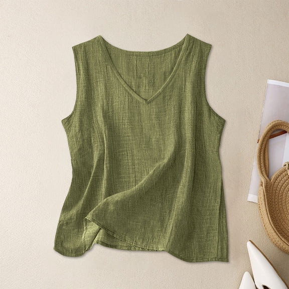 Women's Tank Tops Women's Casual V Neck Breathable Everyday Basic Tank Womens Camisole Army Green L