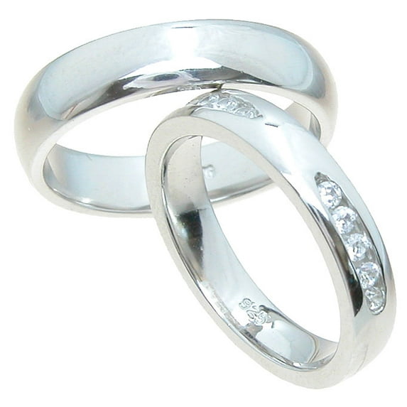 925 Sterling Silver Promise Rings for Couples Set and Wedding Bands
