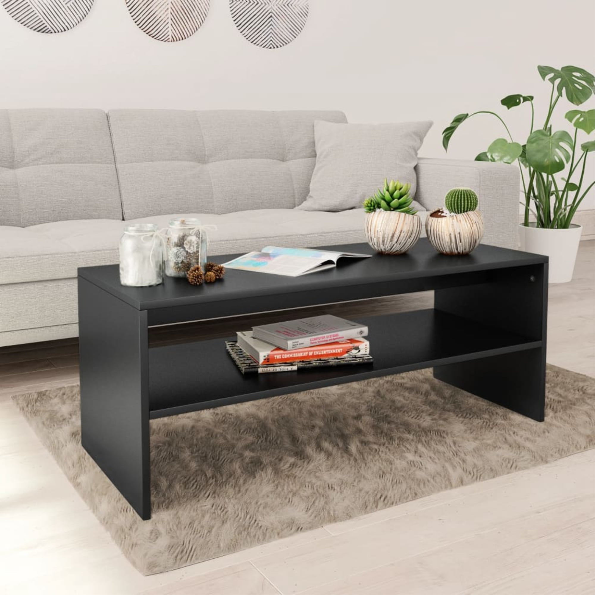 37" Modern High Gloss Coffee Table Side End Table Living Room Furniture w/Drawer 
