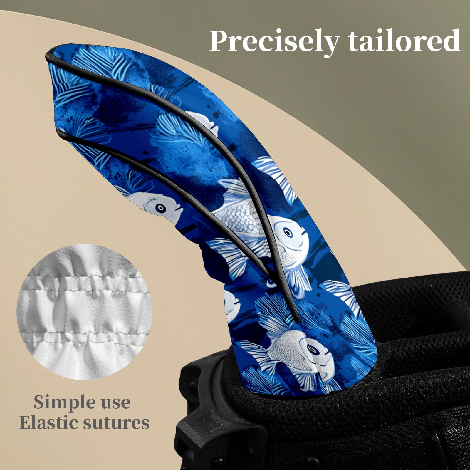 Golf Club Head Covers WhiteFish_CoralReef Waterproof Leather Golf Head Covers for Men Women Driver Head Cover Fairway Headcover for Golf Lovers