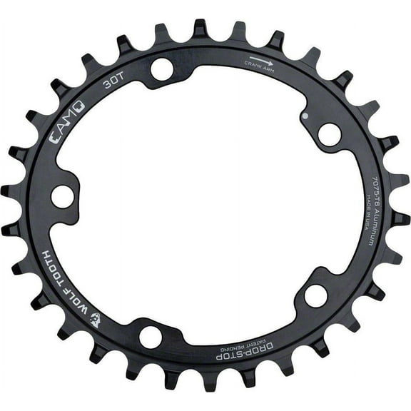 Wolf Tooth CAMO Aluminum Elliptical Chainring - 32t, Wolf Tooth CAMO Mount, Drop-Stop B, Black