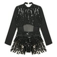 thumbnail image 3 of Kaerm Robe de Danse Jazz Latine pour Filles, Découpe à Sequins, Justaucorps à Franges, Noir 12, 3 of 7