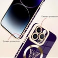 thumbnail image 2 of for iPhone 14 Pro Max Case [Support for Magsafe] Butterfly Pattern Magnetic Plating Screen Protector Luxury Elegant Case Camera Protector Soft Shockproof Electroplate Corner Back Cover -Purple, 2 of 6