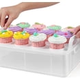 thumbnail image 4 of Plastic Cupcake Carrier, 3 tier Stackable Layer Insert Cupcake Holder for 36 Cupcakes or 3 Large Rectangular Cakes for Cookie, Muffin or Cake, 4 of 6