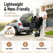 TouHeart 2 Seater Wagon Stroller with Canopy, Folding Stroller Wagon for Kids, 220 lbs Capacity,Black